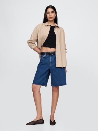 11″ lange Jeansshorts mit mittelhohem Bund