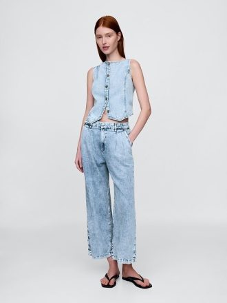 365 High Rise UltraSoft Denim-Knöchelhose mit Bundfalten