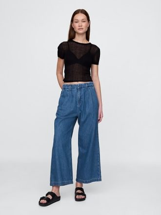 365 High Rise UltraSoft Denim-Knöchelhose mit Bundfalten