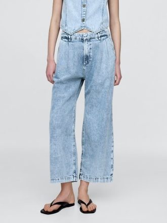 365 High Rise UltraSoft Denim-Knöchelhose mit Bundfalten