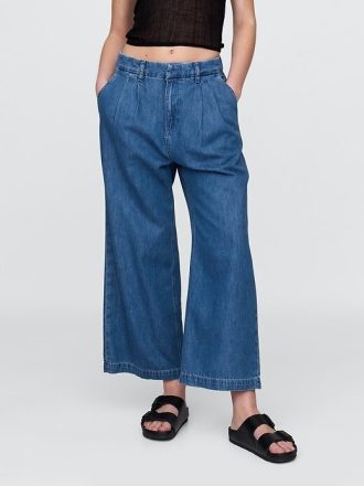 365 High Rise UltraSoft Denim-Knöchelhose mit Bundfalten