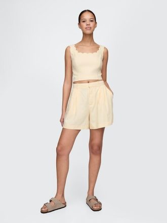 365 Shorts aus Leinenmischung mit hohem Bund