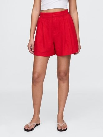 365 Shorts aus Leinenmischung mit hohem Bund