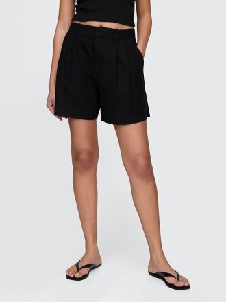 365 Shorts aus Leinenmischung mit hohem Bund