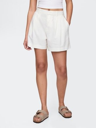 365 Shorts aus Leinenmischung mit hohem Bund