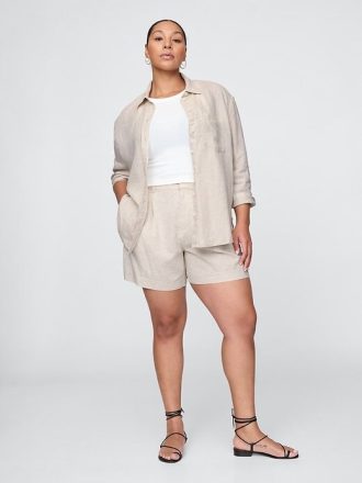 365 Shorts aus Leinenmischung mit hohem Bund