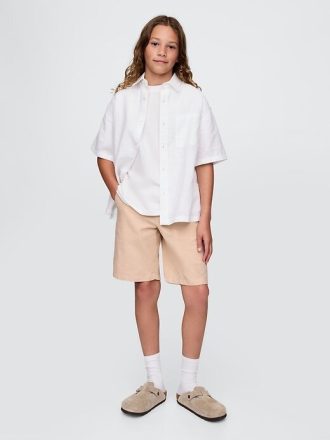8″ Leinen-Baumwoll-Shorts für Kinder
