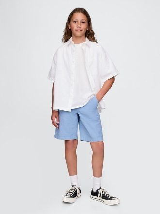 8″ Leinen-Baumwoll-Shorts für Kinder