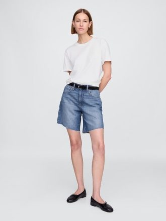 8″ mittelhohe, lockere Denim-Bermudashorts im 90er-Stil