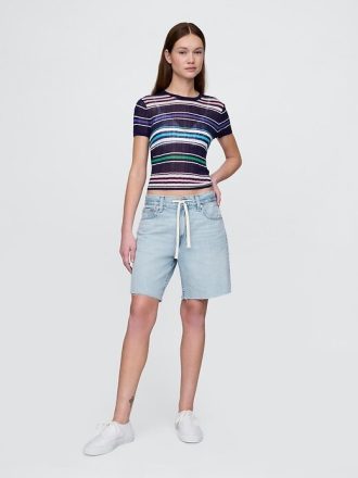8″ mittelhohe, lockere Denim-Bermudashorts im 90er-Stil