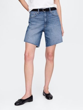 8″ mittelhohe, lockere Denim-Bermudashorts im 90er-Stil