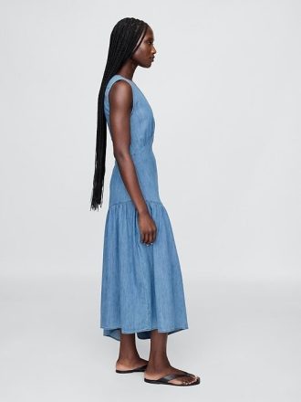 Asymmetrisches Midikleid aus Denim