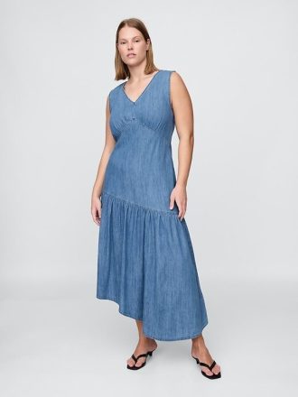 Asymmetrisches Midikleid aus Denim