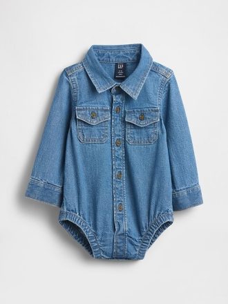 Baby-Denim-Bodysuit mit Knopfleiste