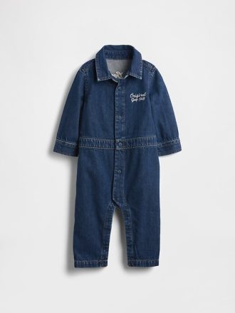 Baby-Denim-Overall mit Bärenlogo