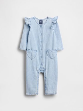 Baby-Jeans-Einteiler mit Herztasche Baby-Jeans-Einteiler mit Herztasche