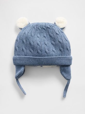 Baby-Sherpa-gefütterte Zopfmuster-Bärenmütze