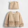 Baby-Strickjacke-Pullover-Set mit Bärenmotiv und Sherpa-Futter Baby-Strickjacke-Pullover-Set mit Bärenmotiv und Sherpa-Futter