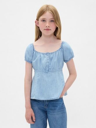 Babydoll-Oberteil aus Denim für Kinder