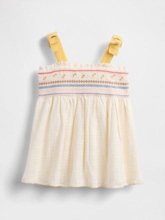 Babykleid mit Stickerei und Schulterschnürung
