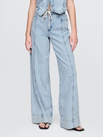 Baggy-Hose aus ultraweichem Denim mit mittlerer Leibhöhe