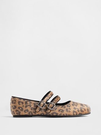 Ballerinas mit Leopardenmuster und Doppelriemen