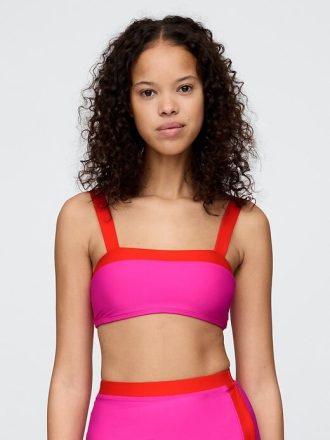 Bandeau-Bikinioberteil mit Farbblockdesign