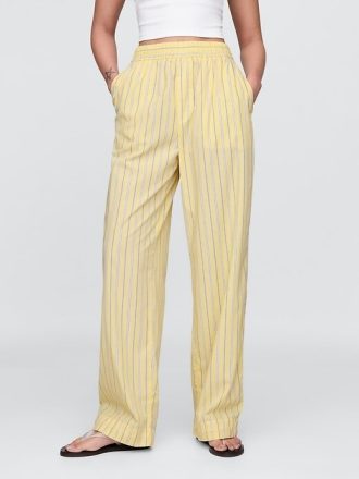 Bequeme Hose aus Bio-Baumwollpopeline mit weitem Bein