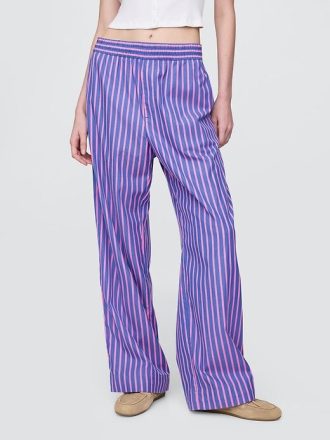 Bequeme Hose aus Bio-Baumwollpopeline mit weitem Bein