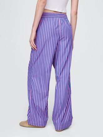 Bequeme Hose aus Bio-Baumwollpopeline mit weitem Bein