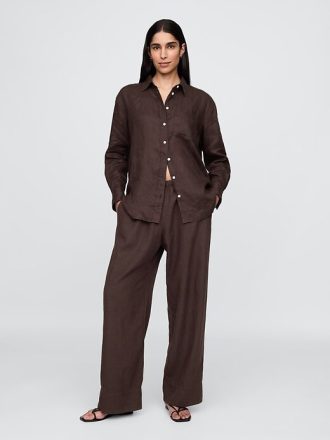 Bequeme Hose aus Leinenmischung mit weitem Saum