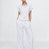 Bequeme Hose aus Leinenmischung mit weitem Saum