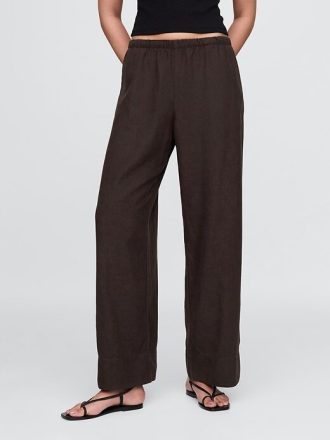 Bequeme Hose aus Leinenmischung mit weitem Saum