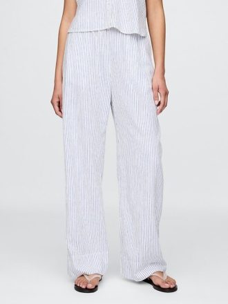 Bequeme Hose aus Leinenmischung mit weitem Saum
