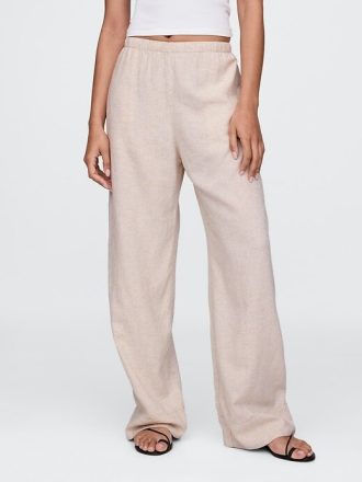 Bequeme Hose aus Leinenmischung mit weitem Saum