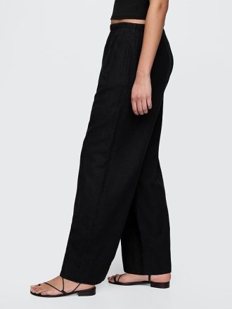 Bequeme Hose aus Leinenmischung mit weitem Saum