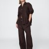 Bequeme Hose aus Leinenmischung mit weitem Saum