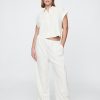 Bequeme Hose aus Leinenmischung mit weitem Saum