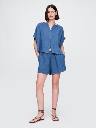 Bequeme Shorts aus Baumwollgaze-Denim