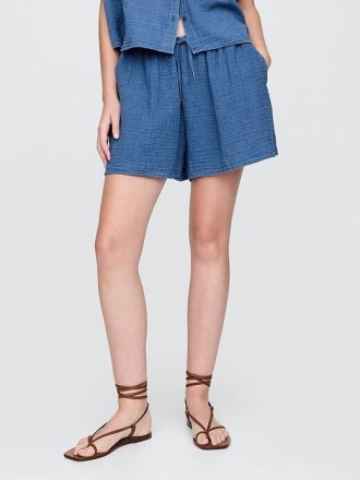 Bequeme Shorts aus Baumwollgaze-Denim