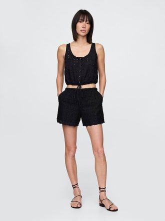 Bequeme Shorts mit hohem Bund und Ösen