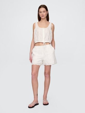 Bequeme Shorts mit hohem Bund und Ösen