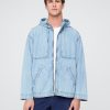 Übergroße Anorak-Jacke aus Denim-Ripstop mit Reißverschluss Übergroße Anorak-Jacke aus Denim-Ripstop mit Reißverschluss