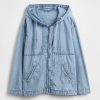 Übergroße Anorak-Jacke aus Denim-Ripstop mit Reißverschluss Übergroße Anorak-Jacke aus Denim-Ripstop mit Reißverschluss