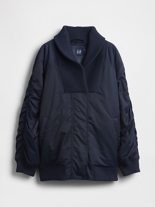 Übergroße Bomberjacke mit Strickbesatz Übergroße Bomberjacke mit Strickbesatz