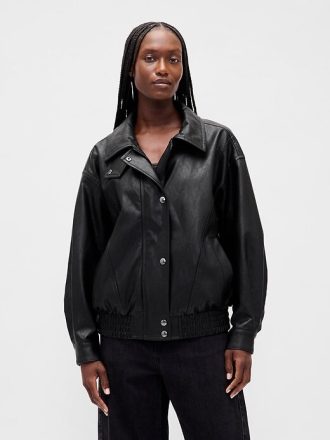 Übergroße Jacke aus veganem Leder