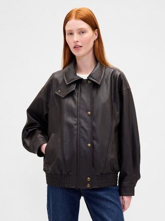Übergroße Jacke aus veganem Leder