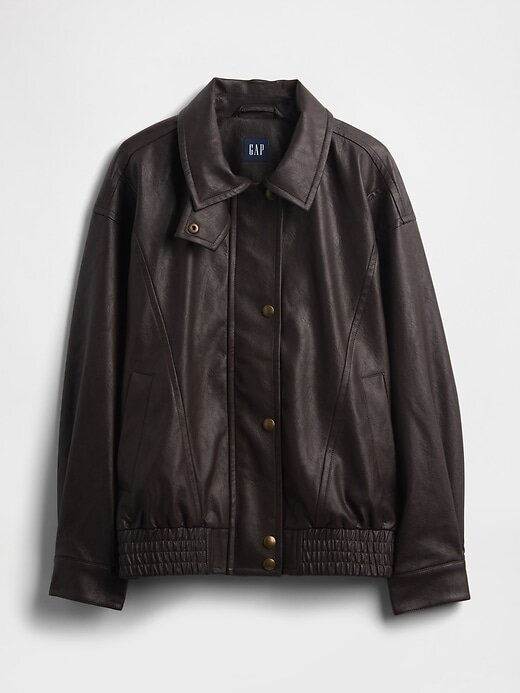 Übergroße Jacke aus veganem Leder Übergroße Jacke aus veganem Leder