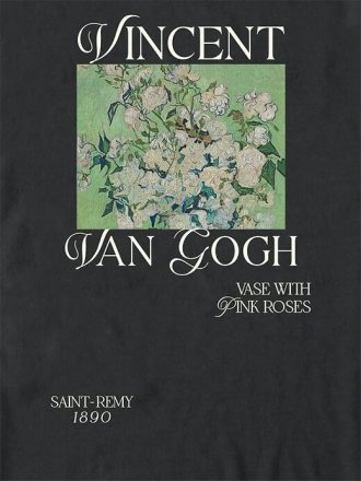 Übergroßes Grafik-T-Shirt mit rosa Rosen von Van Gogh