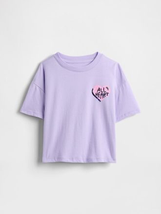 Übergroßes T-Shirt mit schwingender Paillettengrafik für Kinder